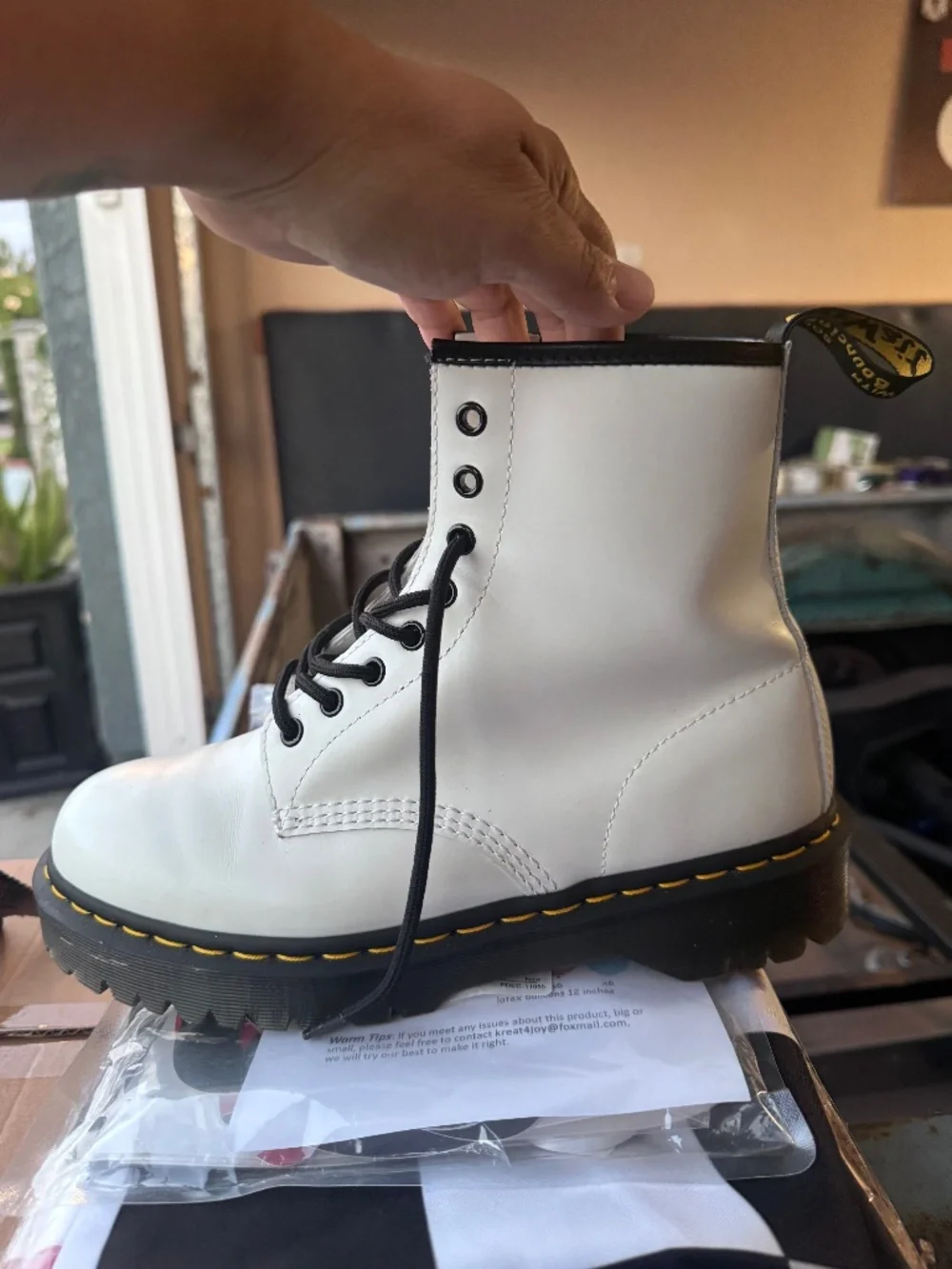 white Dr. Martens 1460 8-eye boots